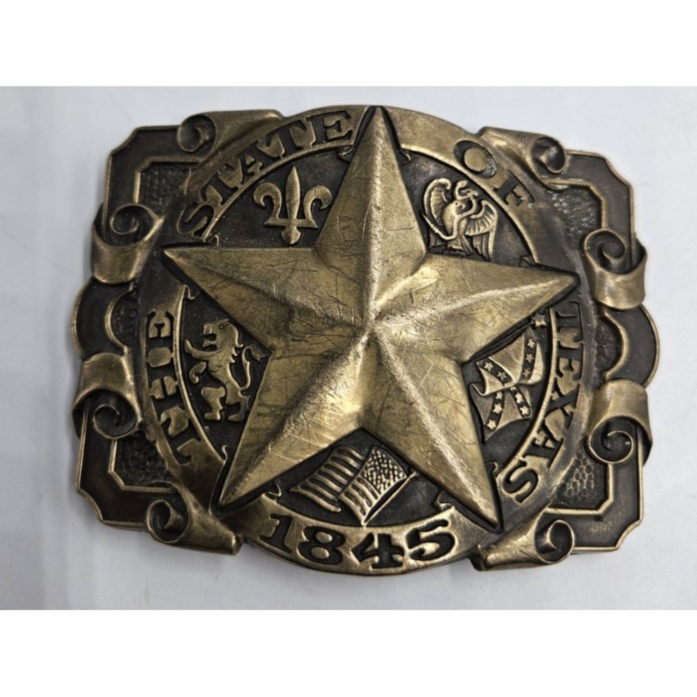 The State of Texas 1845 - Award Design Medals - Solid Brass  Lone Star Belt Buck